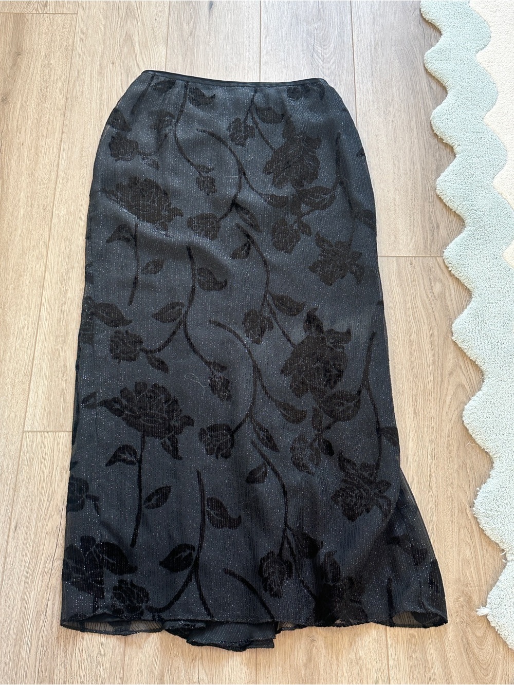Vintage Liz Claiborne Night floral shimmer midi skirt 12 - Picture 3 of 7